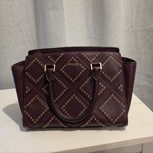 Michael Kors Selma Medium Diamond Grommet Leather Satchel